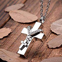 Memorialu Cross Urn Necklaces For Ashes Cremation Crucifix Keepsake Memorial Pendant Necklace Son