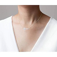 Tiny Cross Pendant Necklace Stainless Steel Silver Simple Small Dainty Cross Necklace For Women Girls