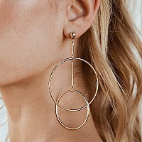 Doubnine Double Hoops Large Circle Dangle Earrings Trend Minimal Gold Silver Women Jewelry Silver