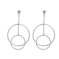 Doubnine Double Hoops Large Circle Dangle Earrings Trend Minimal Gold Silver Women Jewelry Silver