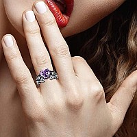 Gothic Jewelry Purple Red Black Crystal Unique Black Skull Rings For Women Halloween Christmas Gifts Purple 9