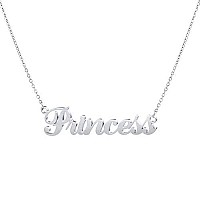 Hidepoo Princess Name Necklace Personalized Name Pendant Necklace Princess Necklace Chain Jewelry Gifts For Birthday Wedding