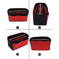 Lexsion Felt Purse Bag Organizer Insert With Zipper Bag Tote Shaper Fit Speedy Neverful Pm Mm 8021 Blackred Xl