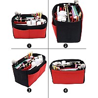 Lexsion Felt Purse Bag Organizer Insert With Zipper Bag Tote Shaper Fit Speedy Neverful Pm Mm 8021 Blackred Xl