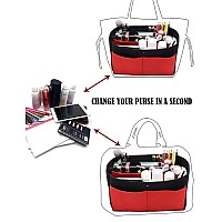 Lexsion Felt Purse Bag Organizer Insert With Zipper Bag Tote Shaper Fit Speedy Neverful Pm Mm 8021 Blackred Xl