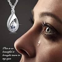 925 Sterling Silver Cremation Jewelry Memorial Cz Teardrop Ashes Keepsake Urns Pendant Necklace For Urn Necklaces Ashes Jewelry