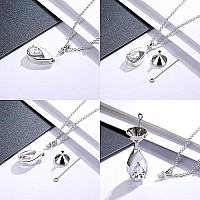 925 Sterling Silver Cremation Jewelry Memorial Cz Teardrop Ashes Keepsake Urns Pendant Necklace For Urn Necklaces Ashes Jewelry