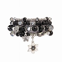 Multi Line Butterfly Pearl Classy Stackable Stretch Beads Bracelets Variety Colors Available By Dobbi