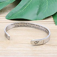 Daughter Mother Bracelets Wide Cuff Bangle Message Engraved Christmas Gifts For Her Heres To Strong Women May We Know Them May