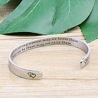 Daughter Mother Bracelets Wide Cuff Bangle Message Engraved Christmas Gifts For Her Heres To Strong Women May We Know Them May