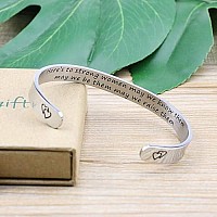 Daughter Mother Bracelets Wide Cuff Bangle Message Engraved Christmas Gifts For Her Heres To Strong Women May We Know Them May