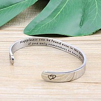 Daughter Mother Bracelets Wide Cuff Bangle Message Engraved Christmas Gifts For Her Happiness Can Be Found Even In The Darkest