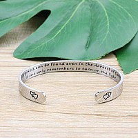 Daughter Mother Bracelets Wide Cuff Bangle Message Engraved Christmas Gifts For Her Happiness Can Be Found Even In The Darkest