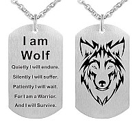 Fashion Wolf Pendant Necklace I Am Wolf Fans Gift Dog Tag Jewelry Keychain