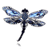 Ethoon Dragonfly Brooch Rhinestone Crystal Brooch Animals Pin For Women Jewelry Outfits Decoration Blue