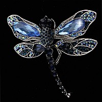 Ethoon Dragonfly Brooch Rhinestone Crystal Brooch Animals Pin For Women Jewelry Outfits Decoration Blue