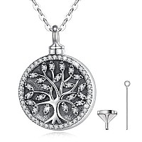 Eusense Cremation Jewelry Necklaces For Women Sterling Silver Tree Of Life Urn Necklace For Ashes Womens Jewelry Small Urns For