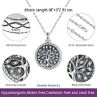 Eusense Cremation Jewelry Necklaces For Women Sterling Silver Tree Of Life Urn Necklace For Ashes Womens Jewelry Small Urns For