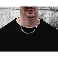 Savlano 925 Sterling Silver 4Mm Italian Solid Figaro Link Chain Necklace With Gift Box For Men Women Made In Italy 24 4Mm