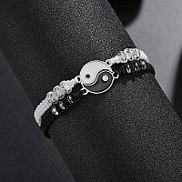 Best Friend Bracelets For 2 Matching Yin Yang Adjustable Cord Bracelet For Bff Friendship Relationship Boyfriend Girlfriend Vale