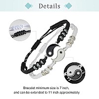 Best Friend Bracelets For 2 Matching Yin Yang Adjustable Cord Bracelet For Bff Friendship Relationship Boyfriend Girlfriend Vale