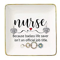 Topthink Because Badass Life Saver Isnt An Official Job Title Ceramic Jewelry Holder Ring Dish Trinket Tray Appreciation Gi