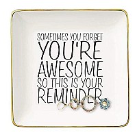 Topthink You Are Awesome Gift Ceramic Jewelry Holder Ring Dish Trinket Tray Inspirational Birthday Graduation Christmas Gift