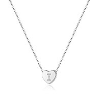 M Mooham Initial Necklace For Girls Dainty Cubic Zirconia Silver Letter I Initial Heart Necklace For Women Girls Mothers Valen