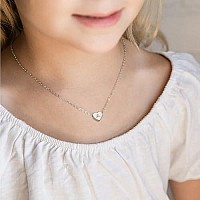 M Mooham Initial Necklace For Girls Dainty Cubic Zirconia Silver Letter I Initial Heart Necklace For Women Girls Mothers Valen