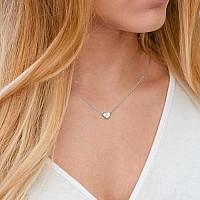 M Mooham Initial Necklace For Girls Dainty Cubic Zirconia Silver Letter I Initial Heart Necklace For Women Girls Mothers Valen