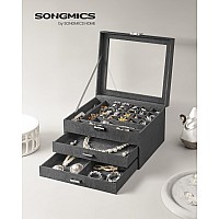 Songmics Jewelry Box Lockable Jewelry Storage Organizer Jewelry Case With Glass Window For Rings Earrings Studs Bracelets