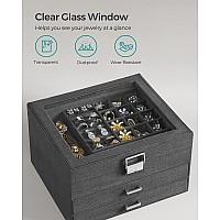 Songmics Jewelry Box Lockable Jewelry Storage Organizer Jewelry Case With Glass Window For Rings Earrings Studs Bracelets