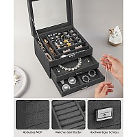 Songmics Jewelry Box Lockable Jewelry Storage Organizer Jewelry Case With Glass Window For Rings Earrings Studs Bracelets