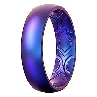 Thunderfit Silicone Wedding Bands Promise Rings For Women Breathable Air Grooves 55Mm Width 15Mm Thick Galaxy Size 354