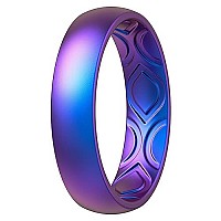 Thunderfit Silicone Wedding Bands Promise Rings For Women Breathable Air Grooves 55Mm Width 15Mm Thick Galaxy Size 354