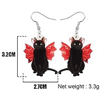 Duowei Halloween Black Mermaid Bones Skull Cat Earrings Acrylic Weird Cats Dangle Drop Jewelry For Women Teens Gifts Anchor