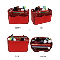 Lexsion Felt Purse Bag Organizer Insert With Zipper Bag Tote Shaper Fit Speedy Neverful Pm Mm 8021 Rleopard Sm