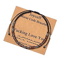 Joycuff Inspirational Gifts For Women I Fucking Love You Morse Code Bracelets For Women Secret Messages Wood Beads With Cord Jew