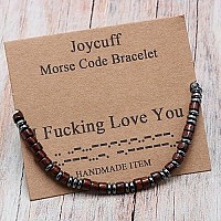 Joycuff Inspirational Gifts For Women I Fucking Love You Morse Code Bracelets For Women Secret Messages Wood Beads With Cord Jew