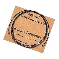 Joycuff Badass Women Gifts Badass Daughter Morse Code Bracelets For Women Secret Messages Wood Beads With Cord Jewelry Birthday