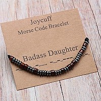 Joycuff Badass Women Gifts Badass Daughter Morse Code Bracelets For Women Secret Messages Wood Beads With Cord Jewelry Birthday