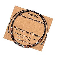 Joycuff Partner In Crime Encouragement Gifts For Women Inspiratinal Motivational Morse Code Jewelry Funny Unique Female Best Fri