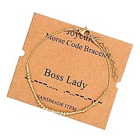 Joycuff Boss Lady Gifts For Women Morse Code Bracelets For Women Mother Mom Mothers Day Birthday Christmas Stianless Steel Jewel