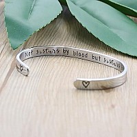 Memgift Not Sisters By Blood But Sisters By Heart Jewelry Cuff Bracelets Gifts For Women Birthday Christmas Graduation Gifts For