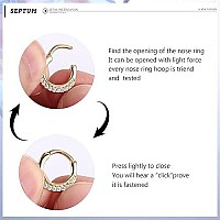 Drperfect 9Pcs 16G Septum Rings Opal Daith Earrings Hoop Nose Rings 316L Stainless Steel Cz Cartilage Helix Tragus Earrings Sept