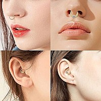 Drperfect 9Pcs 16G Septum Rings Opal Daith Earrings Hoop Nose Rings 316L Stainless Steel Cz Cartilage Helix Tragus Earrings Sept