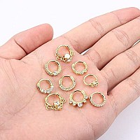 Drperfect 9Pcs 16G Septum Rings Opal Daith Earrings Hoop Nose Rings 316L Stainless Steel Cz Cartilage Helix Tragus Earrings Sept