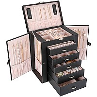 Procase Large Jewelry Organizer Box For Women Girls 6 Layers Storage Display Holder Case With Drawers And Dividers For Earrings