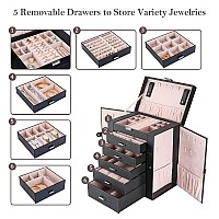 Procase Large Jewelry Organizer Box For Women Girls 6 Layers Storage Display Holder Case With Drawers And Dividers For Earrings