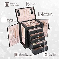 Procase Large Jewelry Organizer Box For Women Girls 6 Layers Storage Display Holder Case With Drawers And Dividers For Earrings